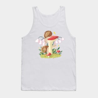 Cute snails on mashroom drawing Tank Top